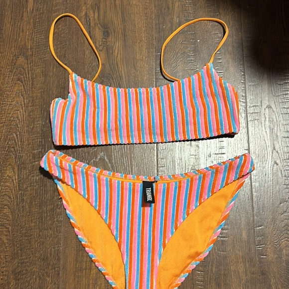 Triangl blue, pink, orange striped bikini small top/ medium bottom - Picture 5 of 5